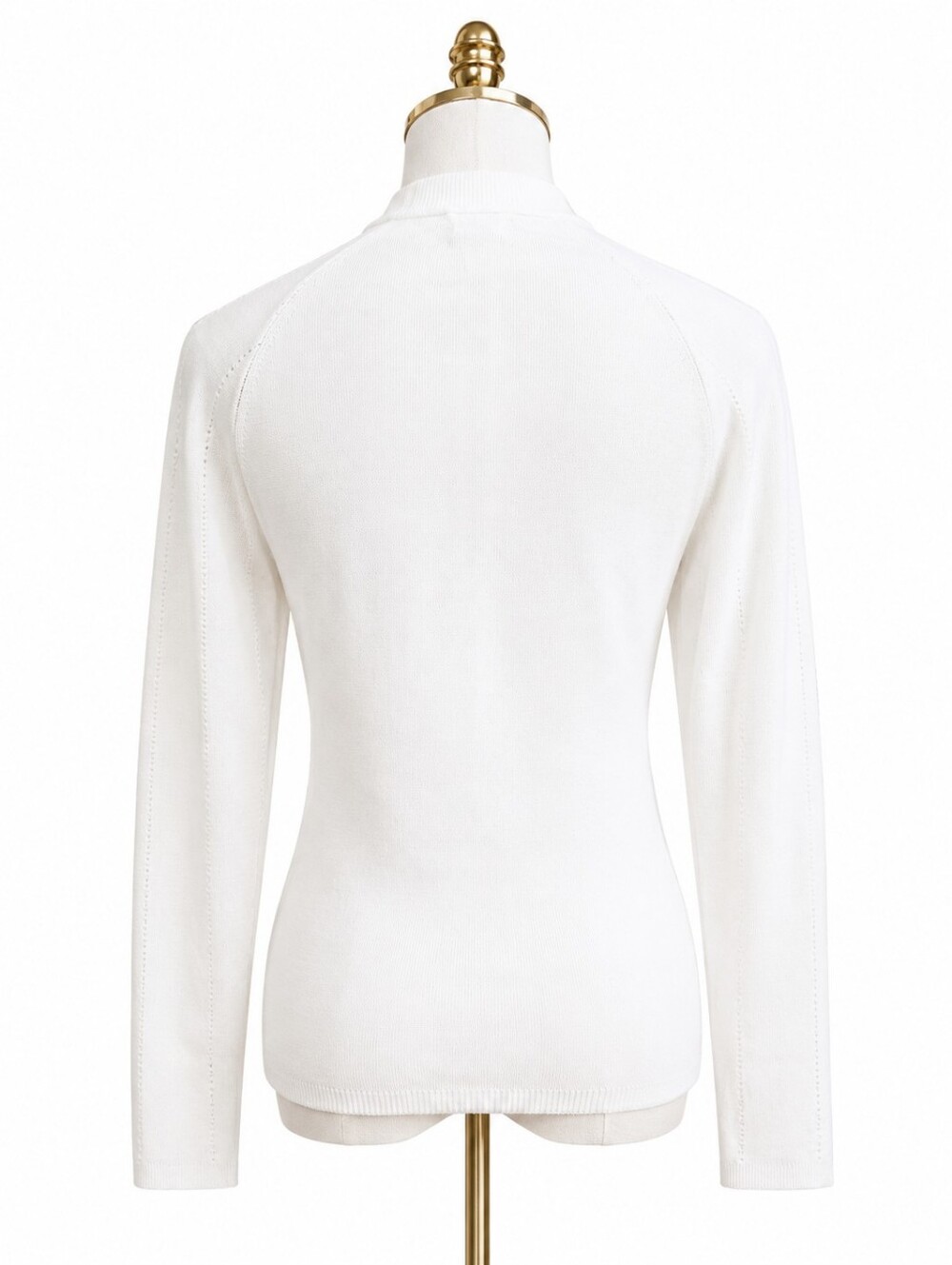 L’AGENCE White Gold Button Ribbed Knit Sweater Size M - Picture 3 of 5